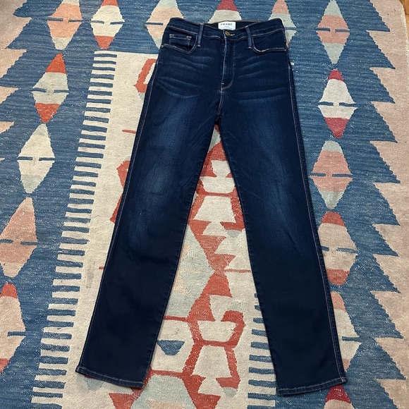 Frame Le Sylvie Slender Straight Jeans Cabana Dark Wash Size 27 - Picture 4 of 16